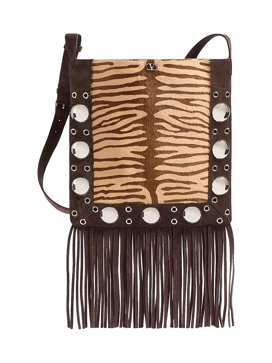 Women's Nellcote Shoulder Bag in Animalier Pony-effect Calfskin - Beige Brown