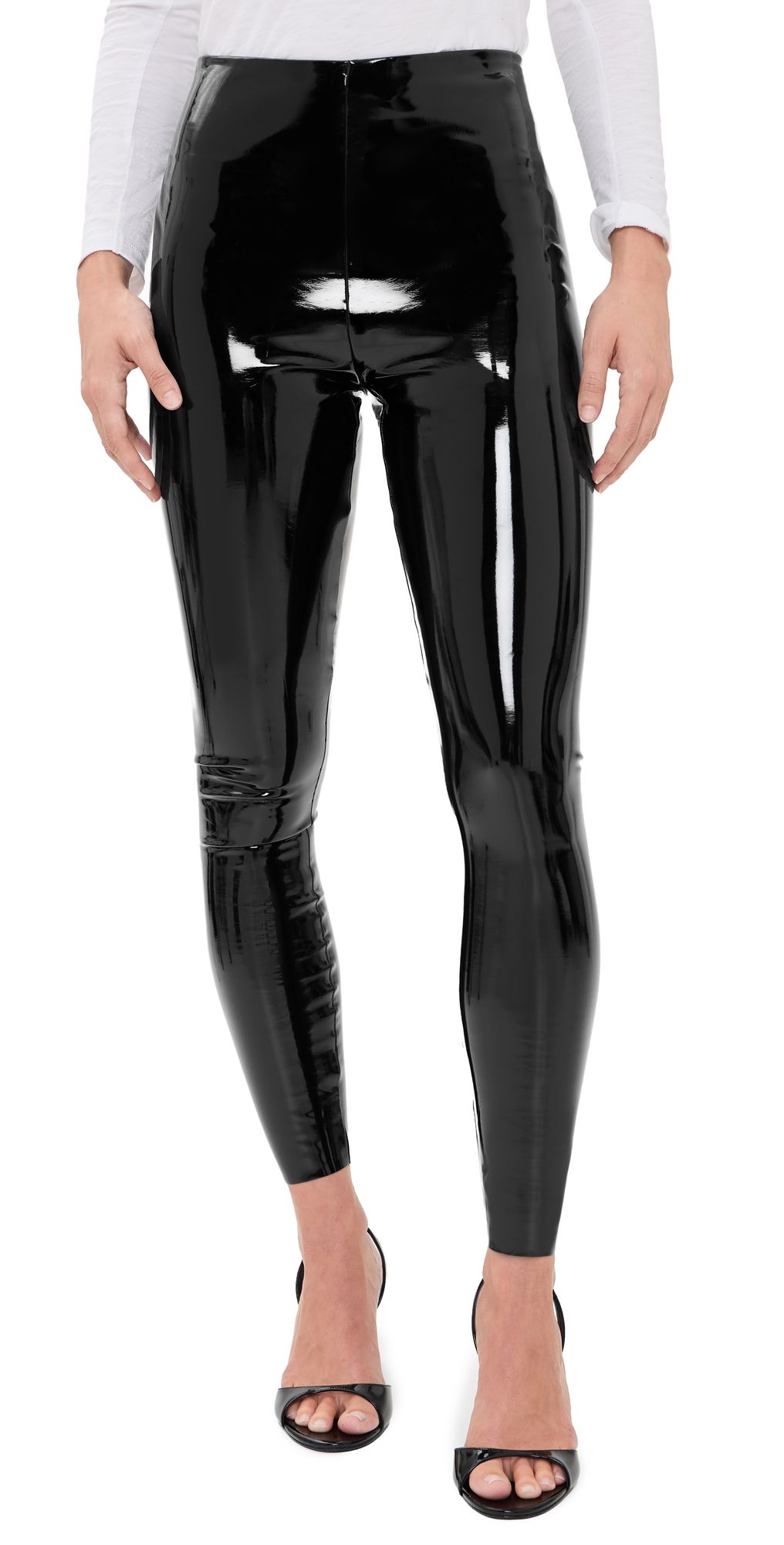 Commando Petite Faux Patent Leather Leggings Black L-P