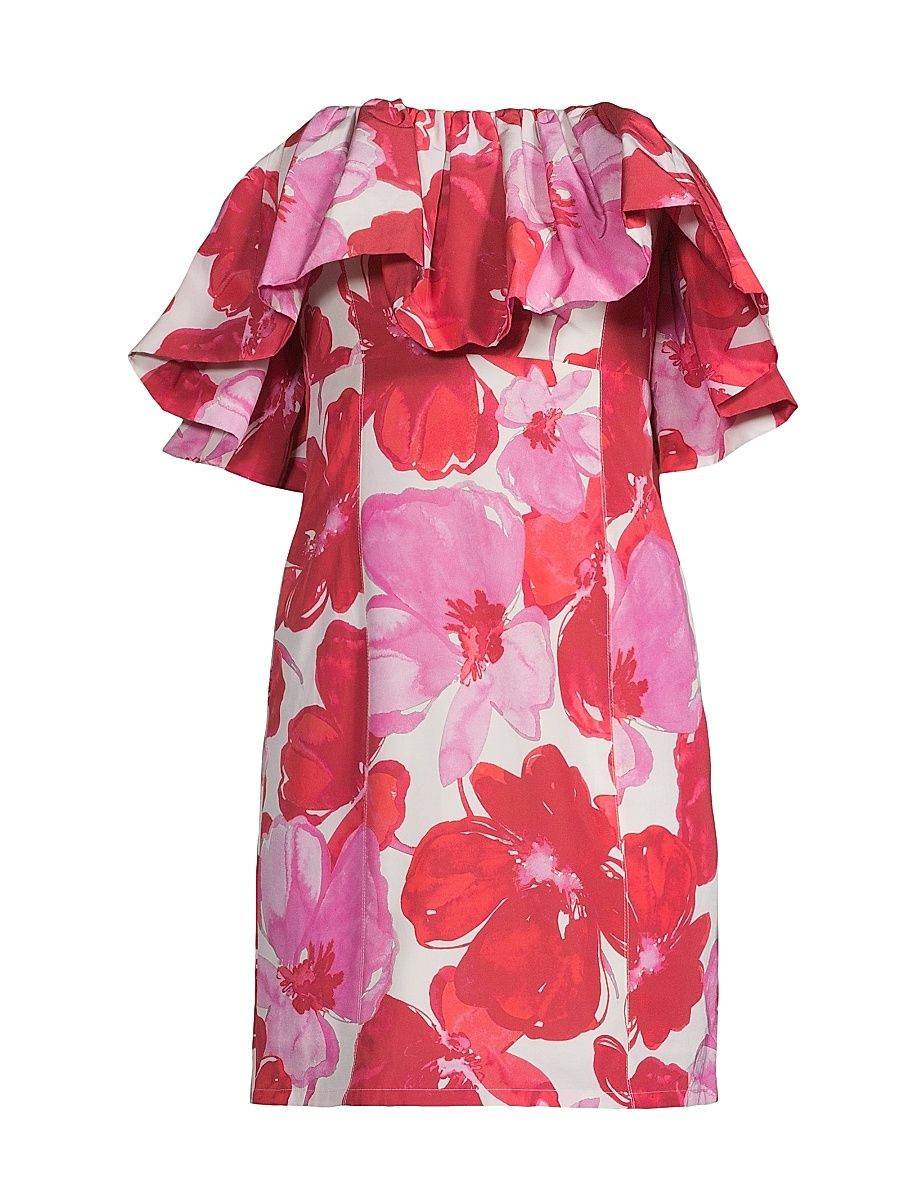 Women's Summer Reverie Stella Ruffled Off-The-Shoulder Minidress - Poppy Red - Size 6