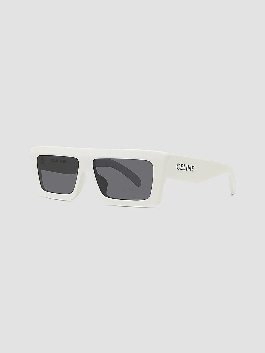 CELINE Men's 57MM Flat-Top Rectangular Sunglasses - White