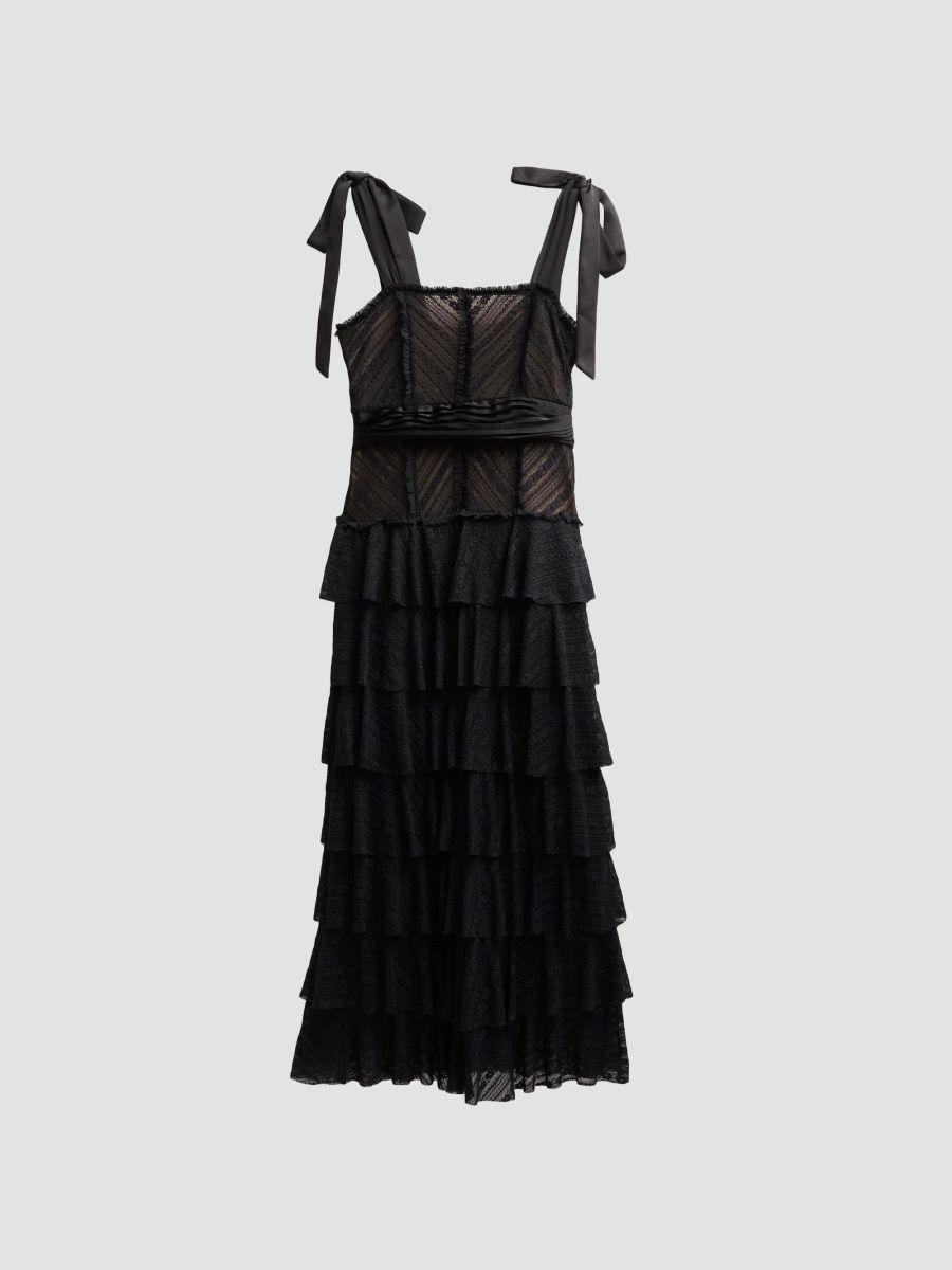 Women's Sabrina Lace Midi Dress - Black - Size 16