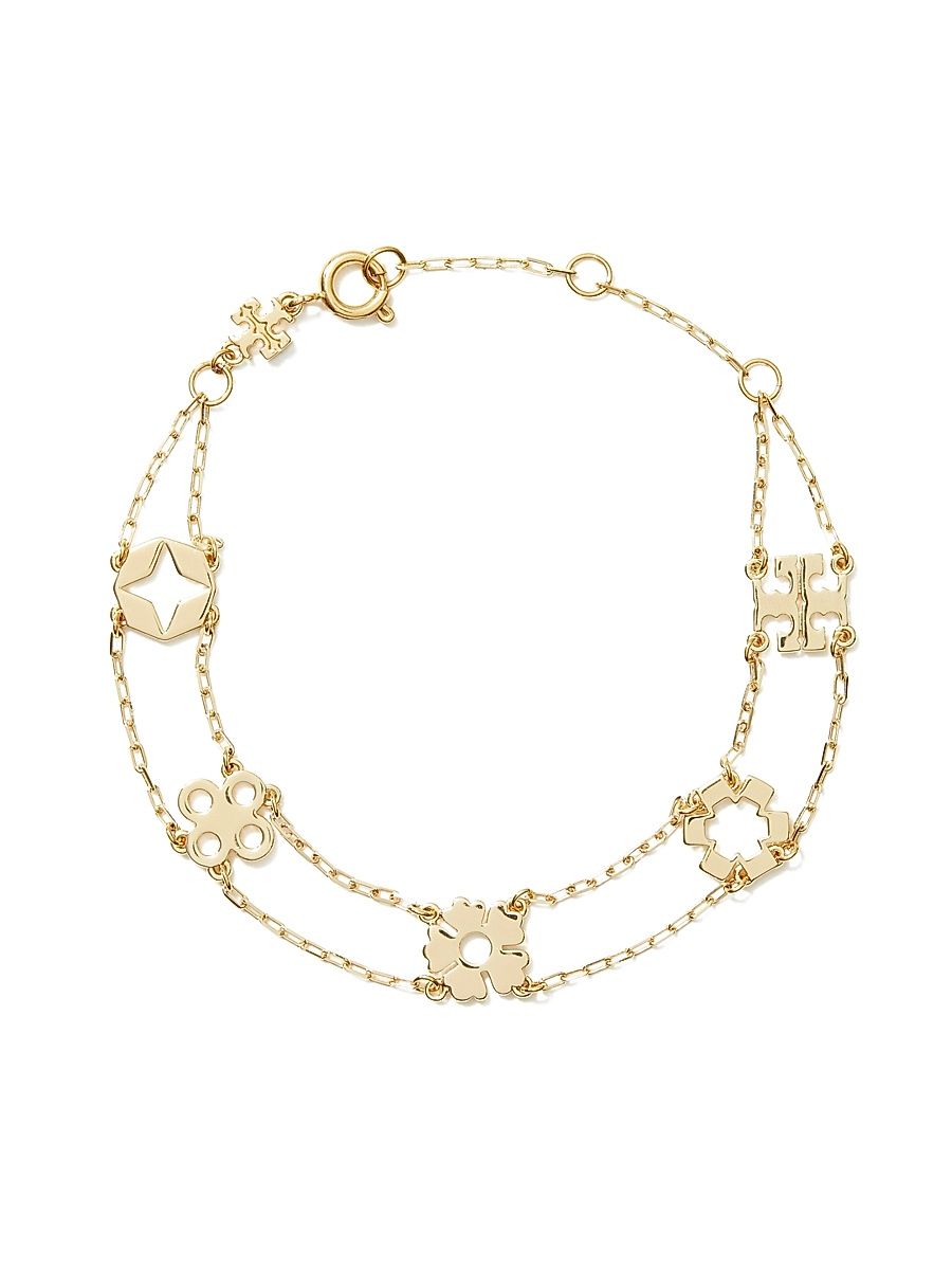 Women's 18K-Gold-Plated Double-Chain Charm Bracelet - Tory Gold