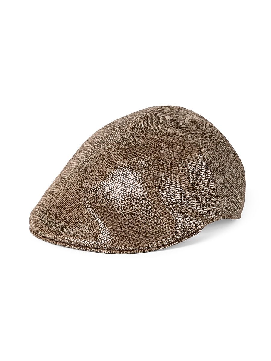 Women's Sparkling Linen Diagonal Flat Hat - Brown - Size XS