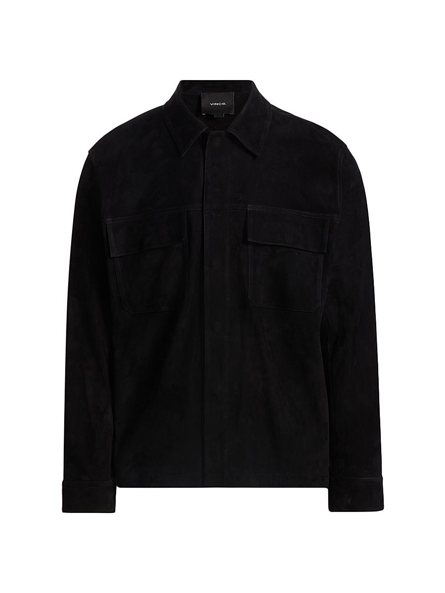Men's Suede Shirt Jacket - Black - Size XXL