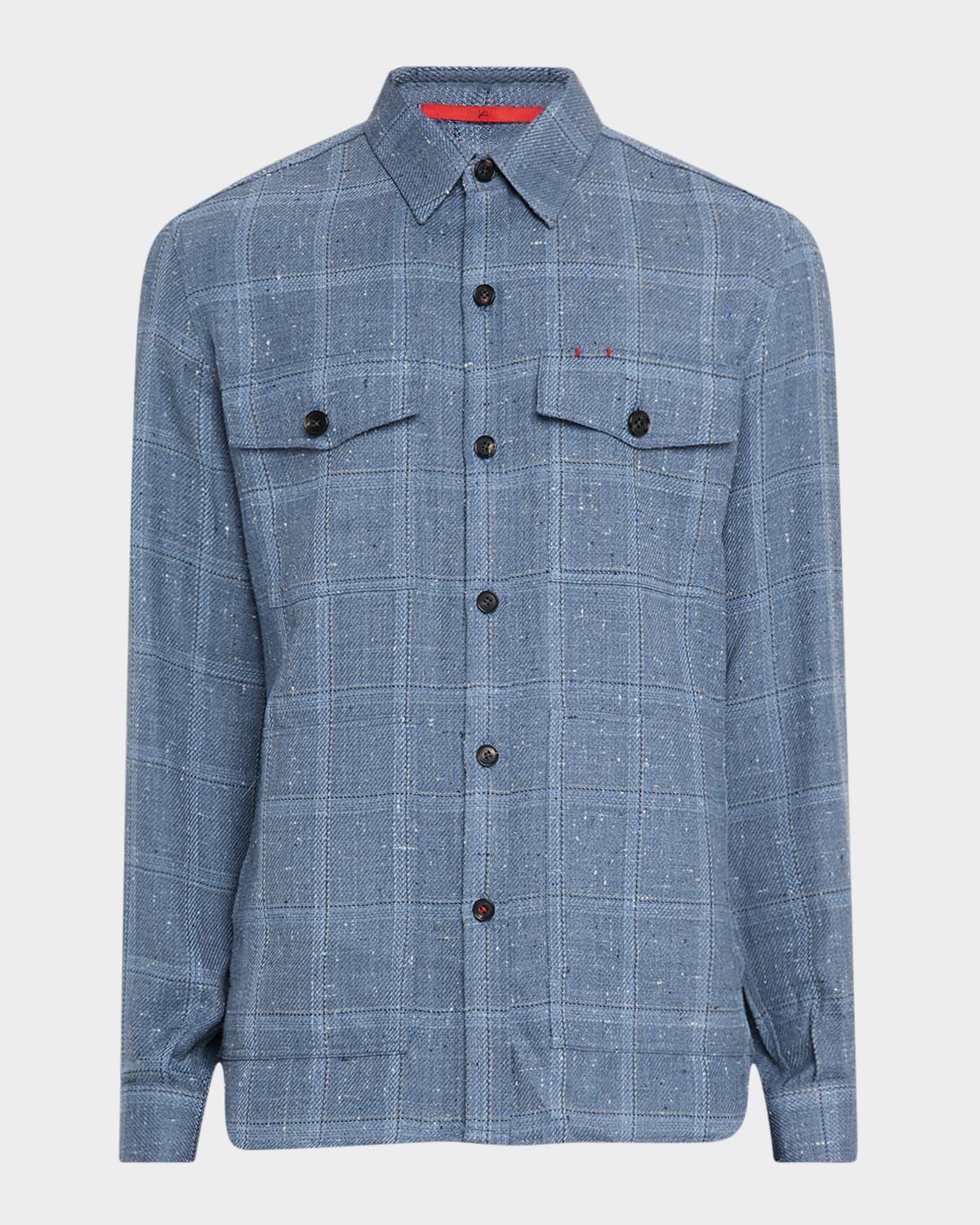 Men & apos;s Wool and Silk Windowpane Overshirt