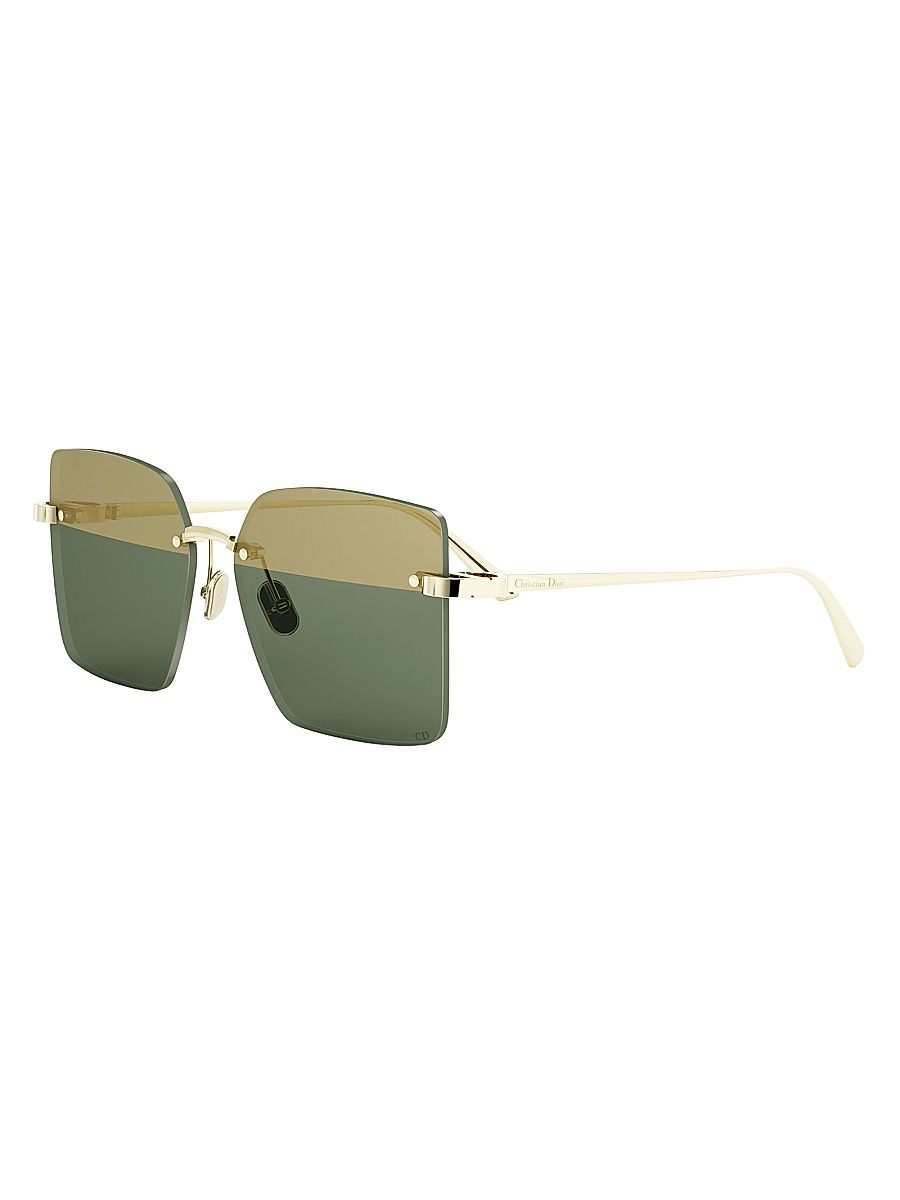 Women's CDior S3U 60MM Square Sunglasses - Shiny Gold Green