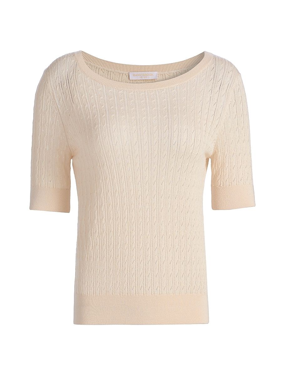 Women's Elliott Silk-Cashmere Pointelle Sweater - Sandstone - Size XL