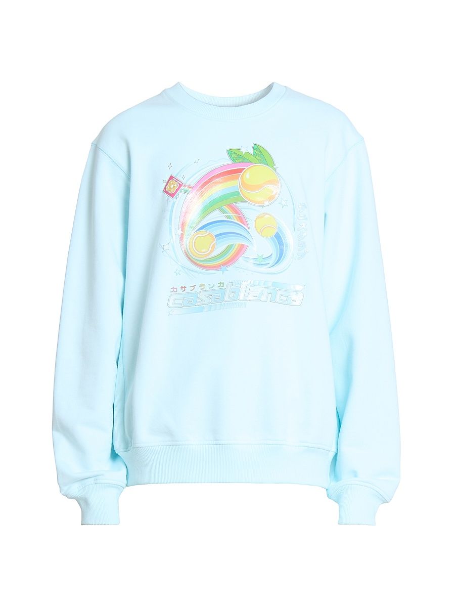 Men's Manga Tennis Ball Printed Sweatshirt - Pale Blue Loopback - Size Large