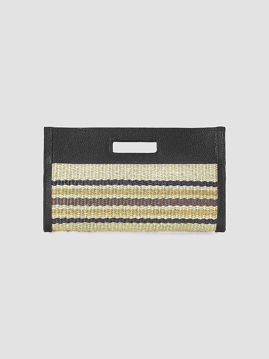 GiGi New York Women's Remy Striped Raffia & Leather Clutch - Natural Multi