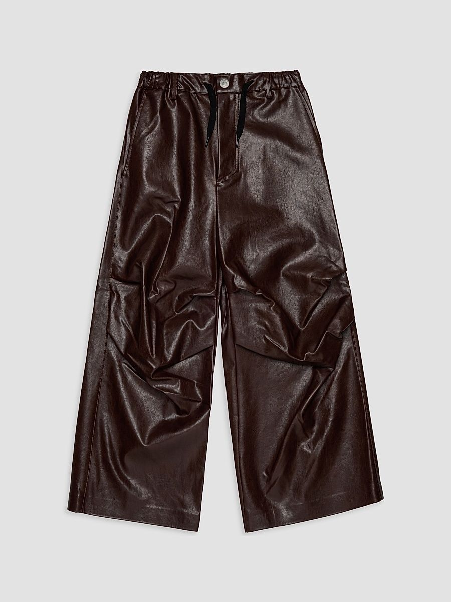Little Kid's & Kid's Scrunched Faux Leather Pants - Seal Brown - Size 8