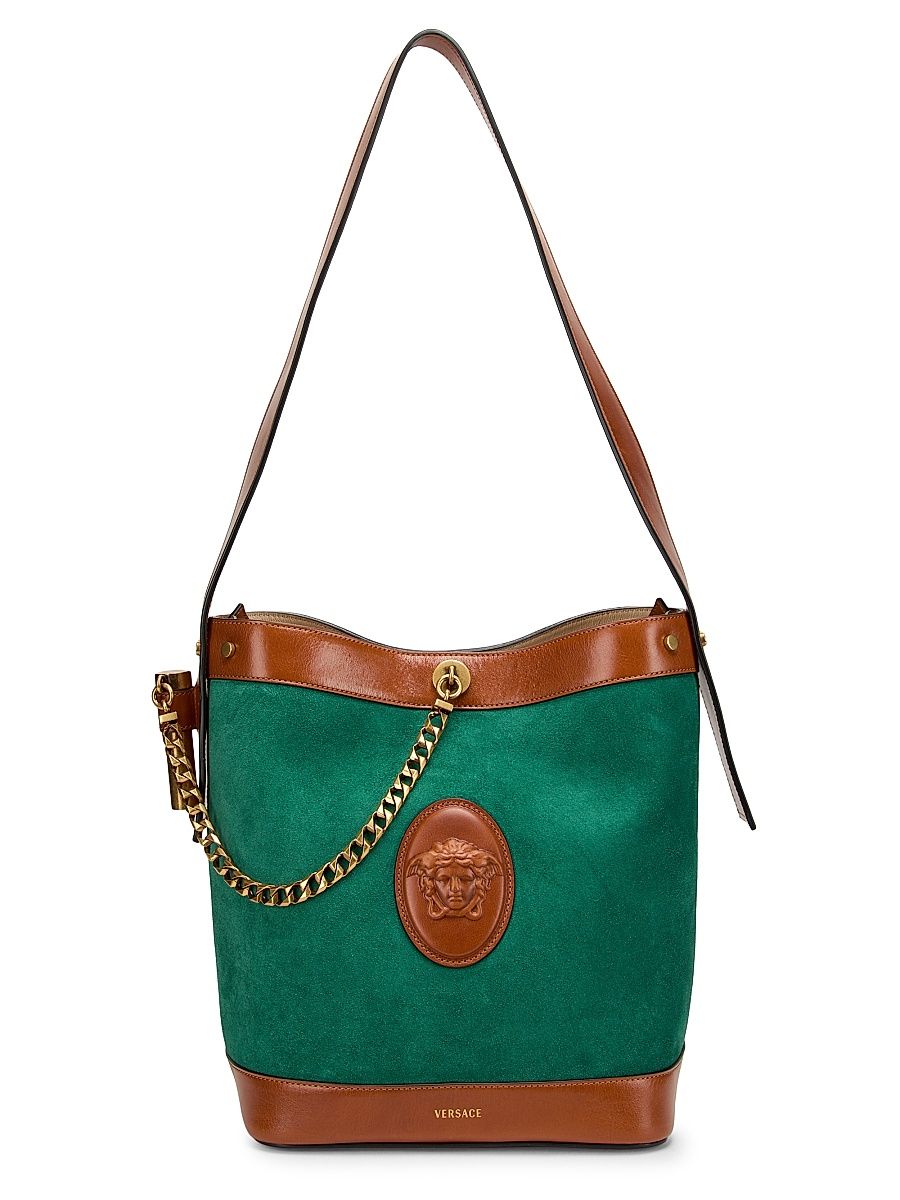 Women's Small Medusa Suede & Leather Bucket Bag - Leather Absinthe Gold