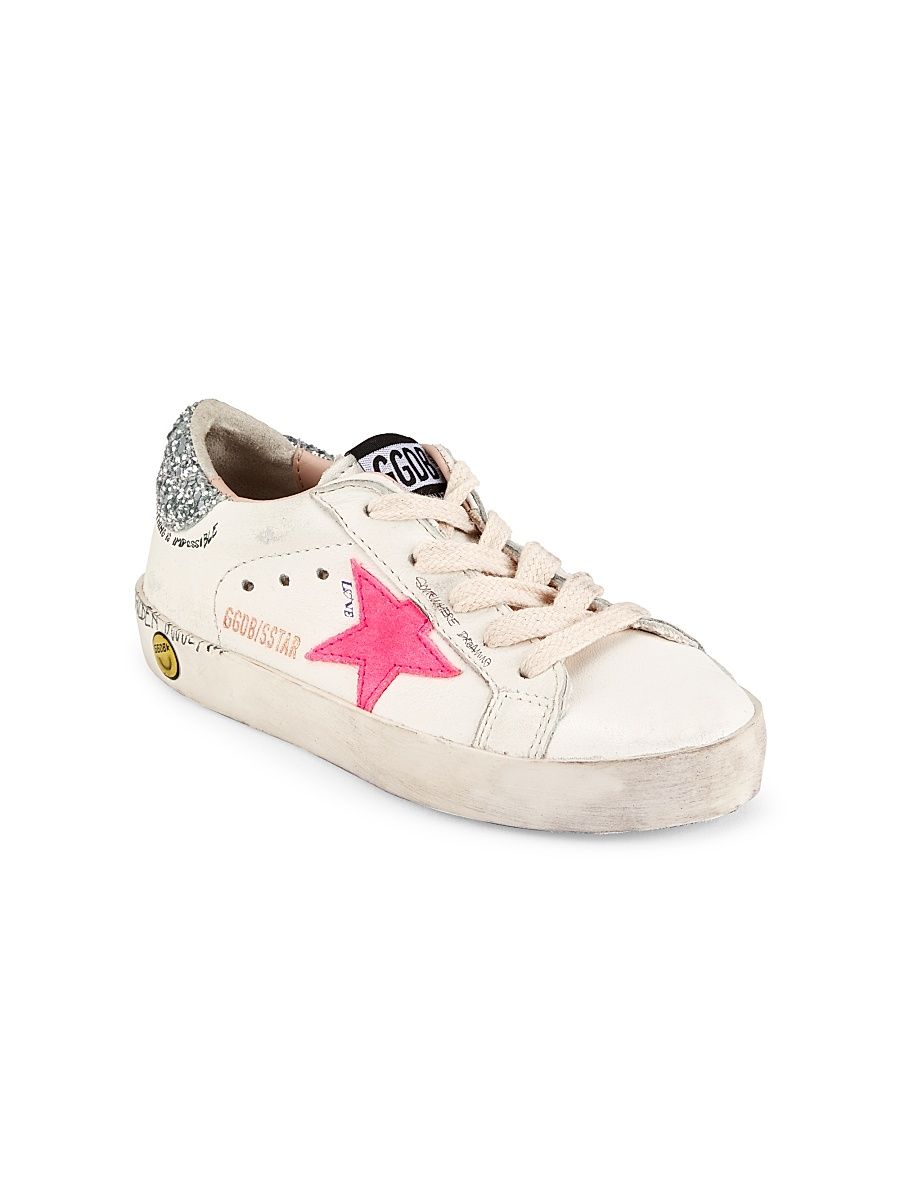 Girl's Super Star Low-Top Sneakers - Optic White Aragosta Fluo Silver - Size 9 (Toddler)