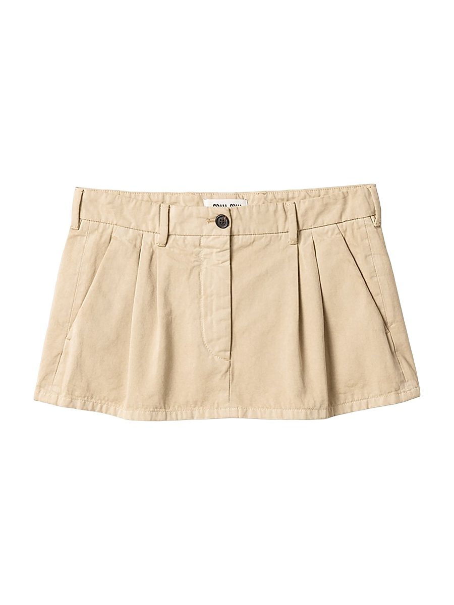 Women's Old Gabardine Mini Skirt - Beige Khaki - Size 8