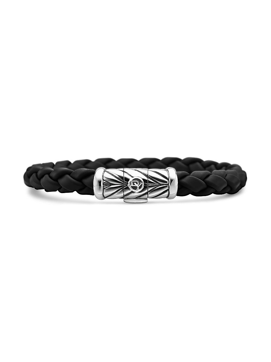 Men's Chevron Black Rubber Bracelet - Black - Size 9.5