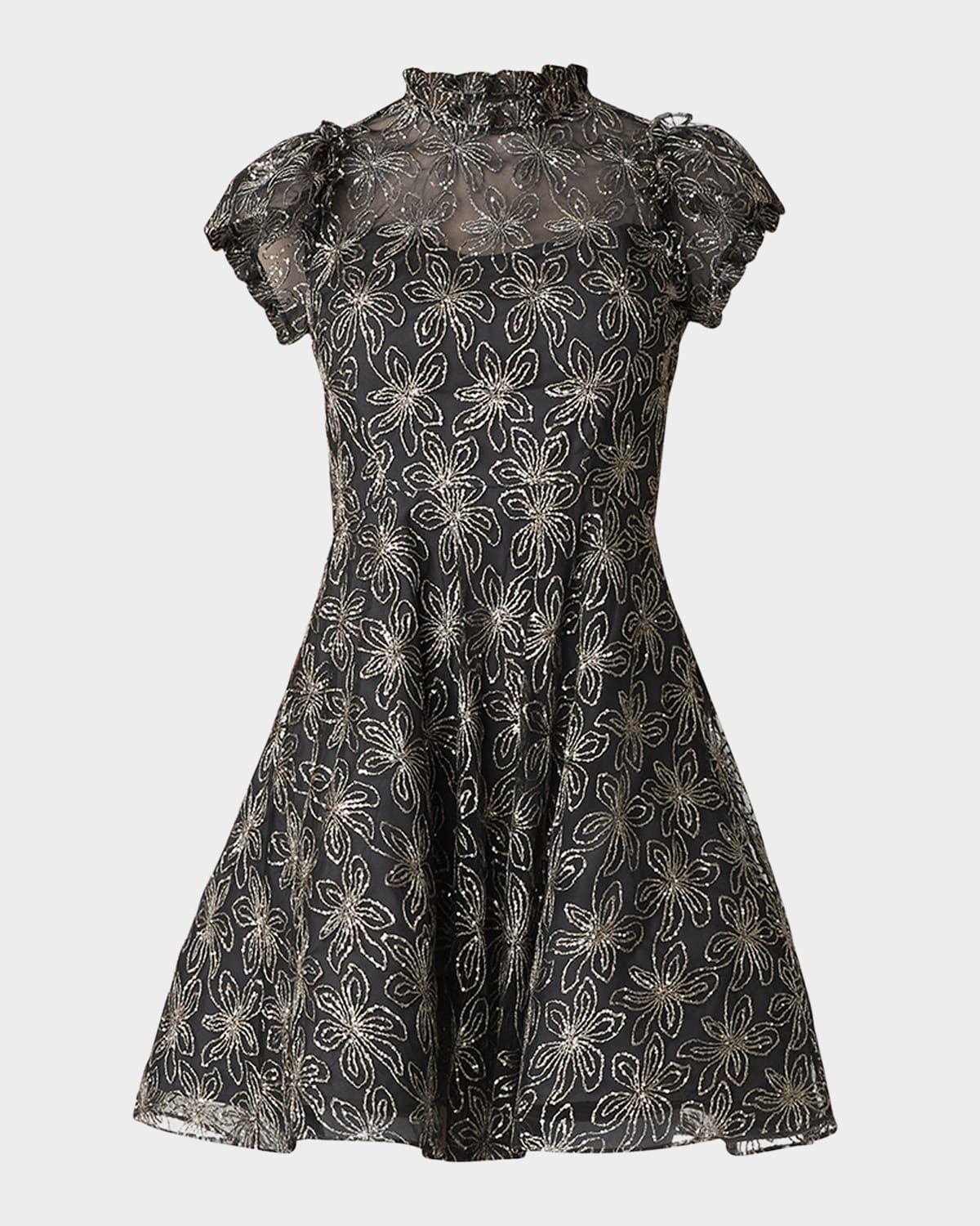 Everlie Sequin Floral-Embroidered Mini Dress