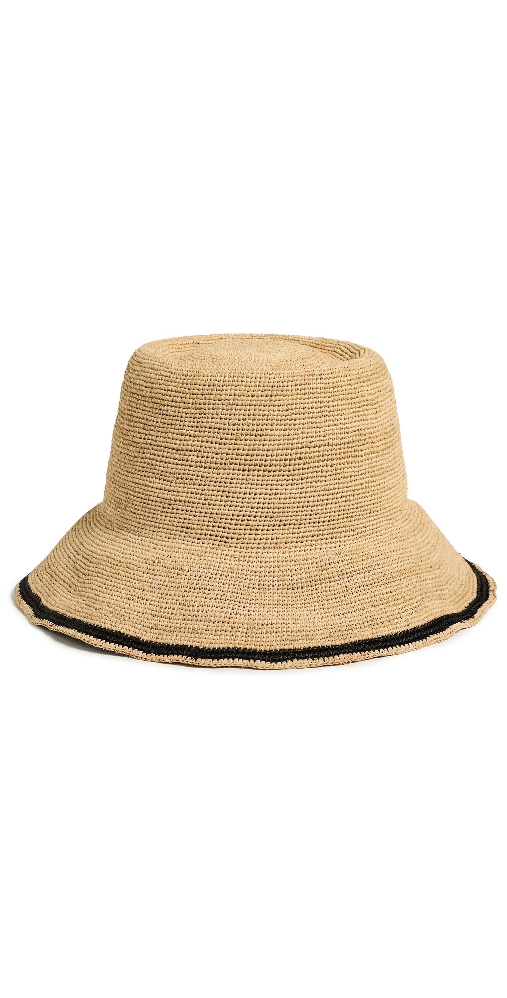 Hat Attack Stripe Edge Modern Crochet Bucket Hat Natural/Black One Size
