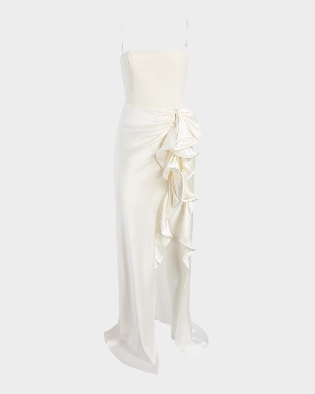 Drina Sleeveless Satin Wrap Gown