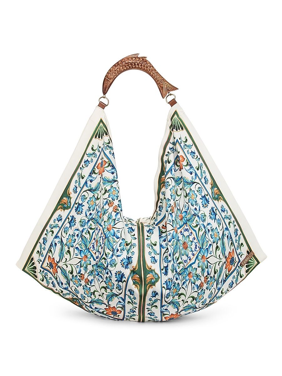 Women's Satin Scarf Medium Bag - Flora Tile