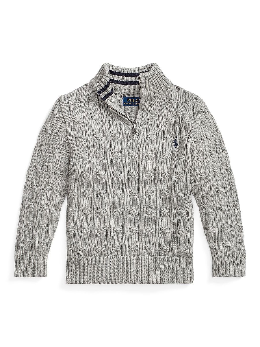 Little Boy's & Boy's Cotton Cable-Knit Pullover Sweater - Andover Heather - Size 3