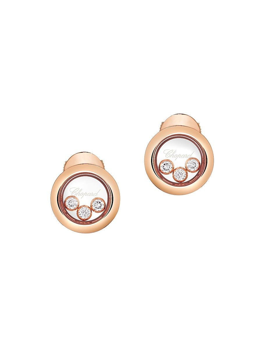 Women's Happy Diamonds 18K Rose Gold Stud Earrings - Pink Gold