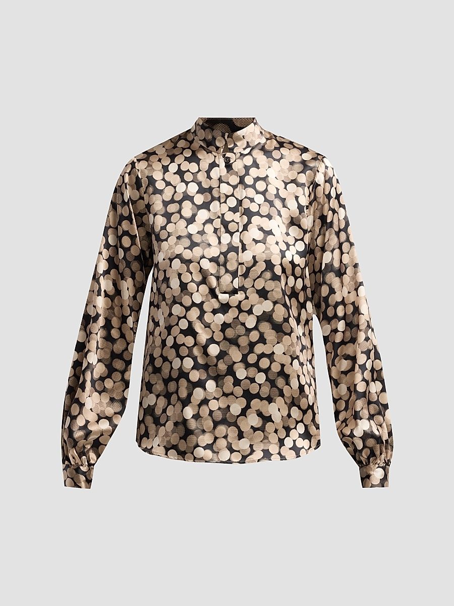 Women's Printed Silk Shirt - Black Sand - Size 12