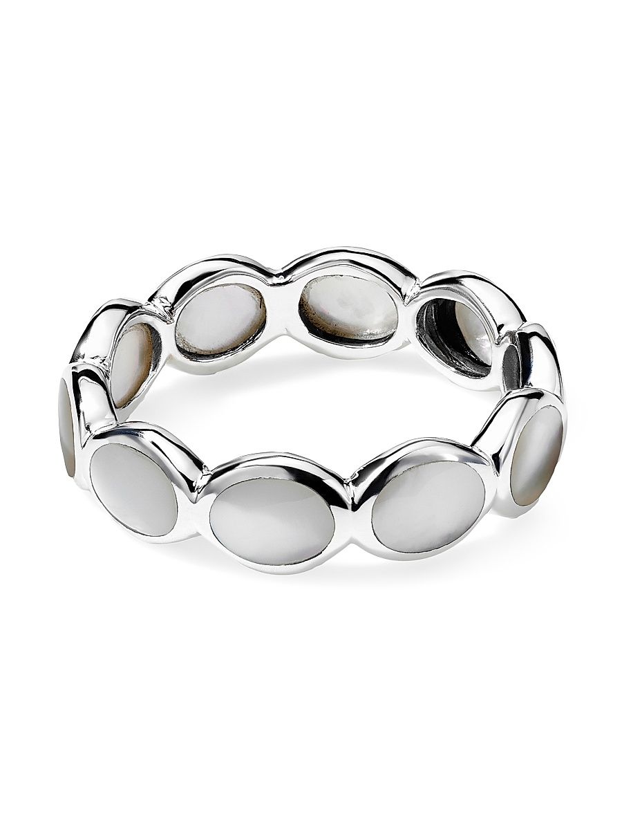 Women's Polished Rock Candy Sterling Silver & Mother-Of-Pearl Oval Eternity Ring - Silver - Size 7