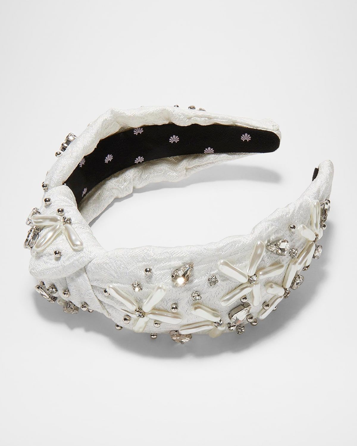 Knotted Pearl Floral Brocade Headband