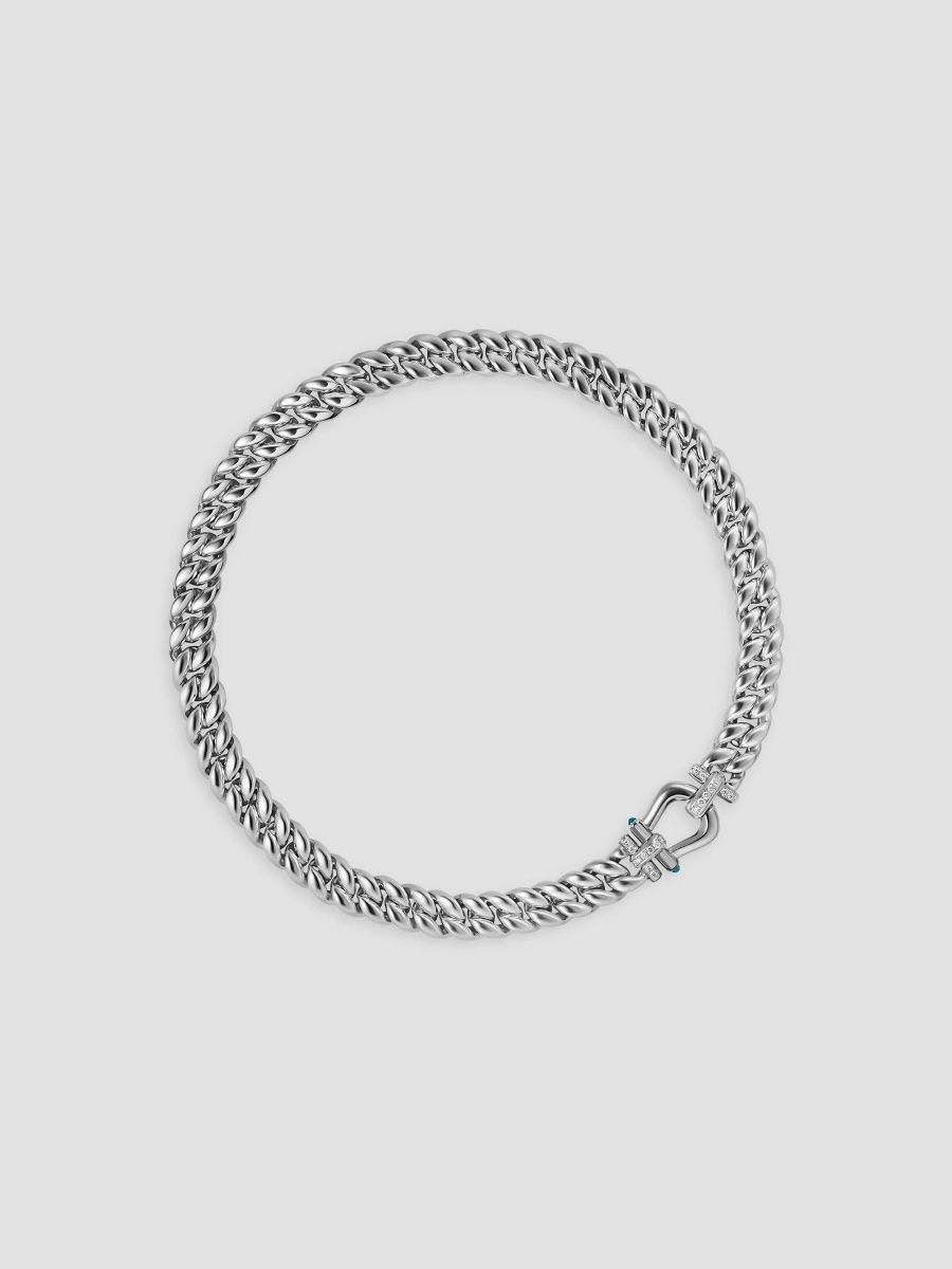 David Yurman Women's Thoroughbred Buckle Curb Chain Necklace in Sterling Silver - Silver - Size 18