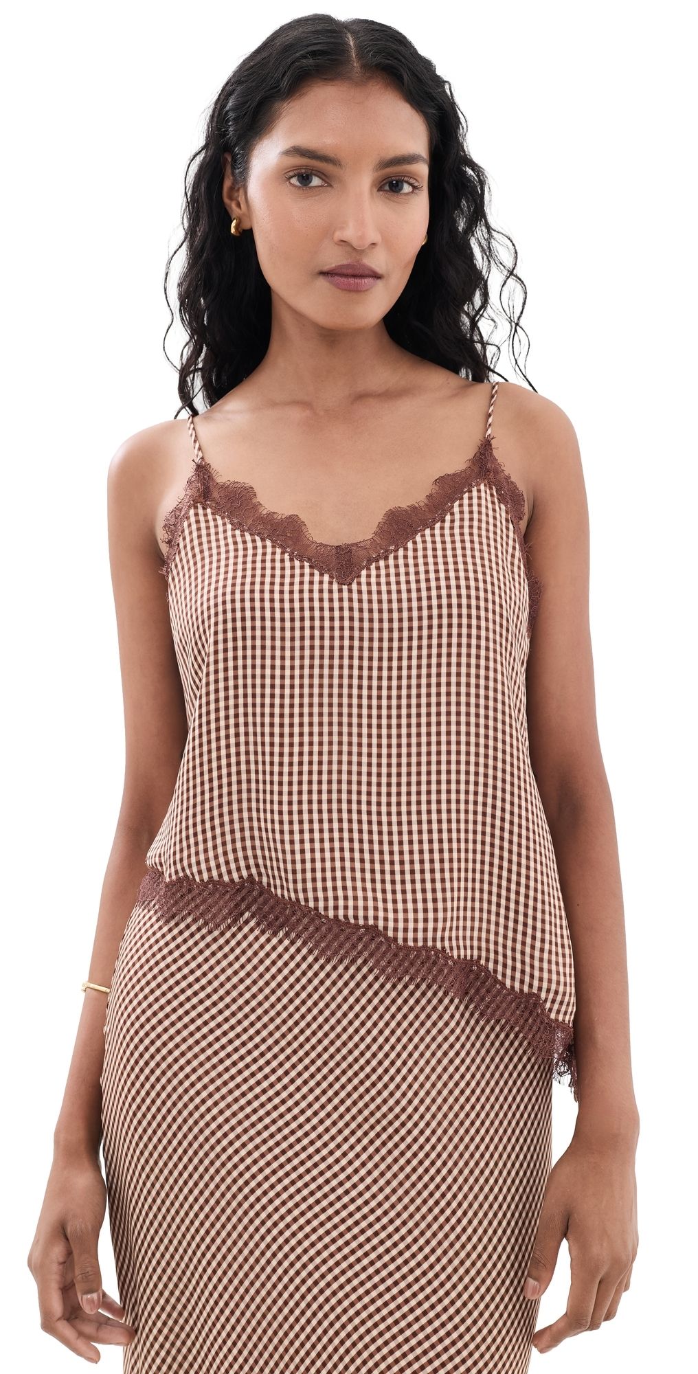 CAMI NYC Lizette Camisole Brown Gingham S
