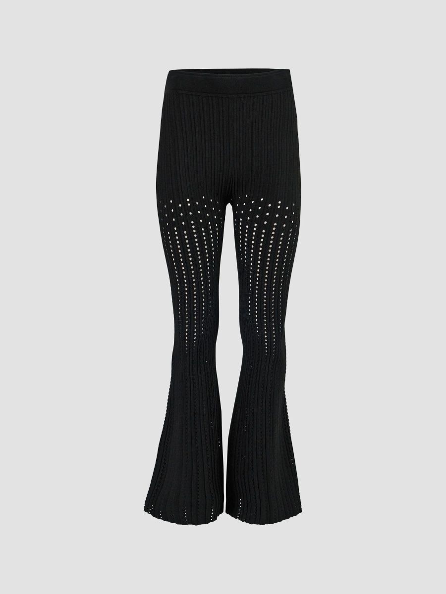 Carolina Herrera Women's Crochet Flare Pants - Jet Black - Size Large