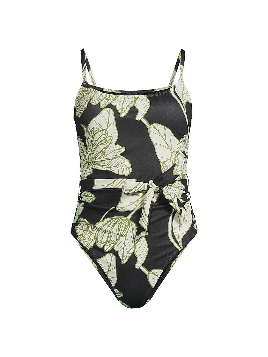 Women's Zenna One-Piece Swimsuit - Black Dramatic Vining Iris - Size Medium