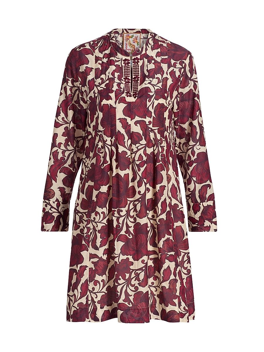 Women's Printed Pleated Dress - Camilla Red - Size Large