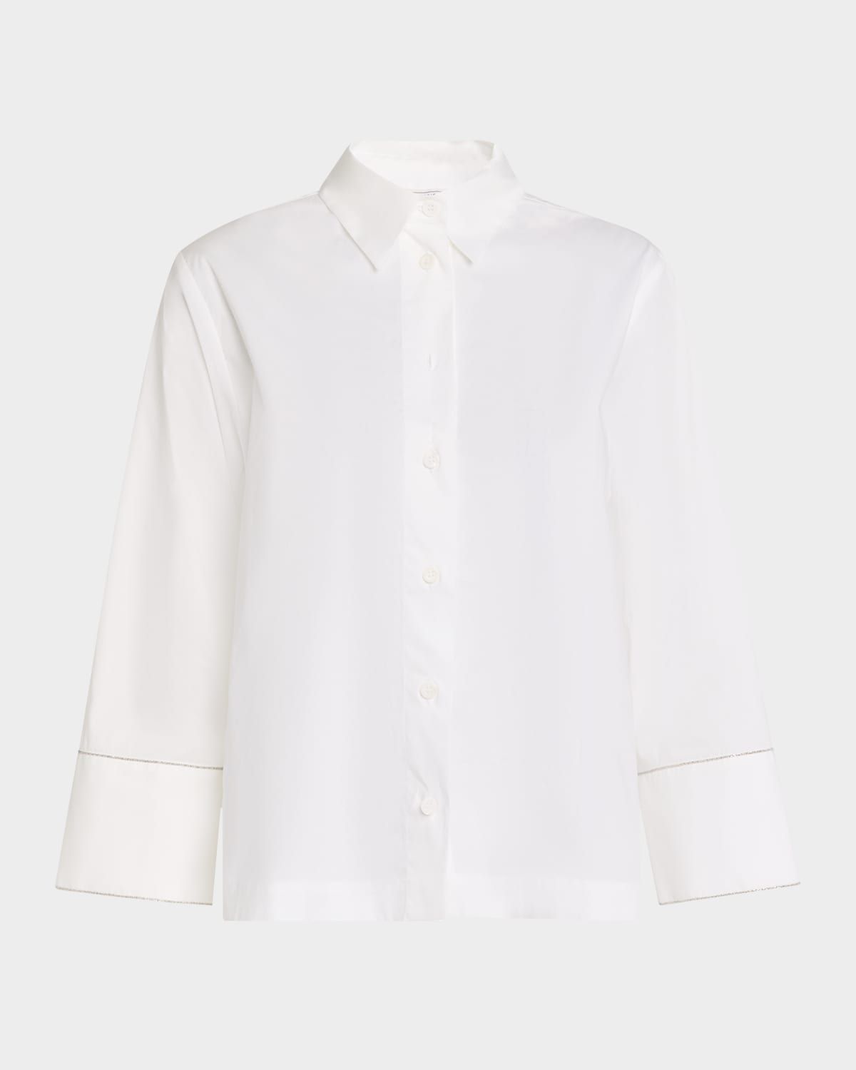 Chain-Trim Stretch Cotton Shirt