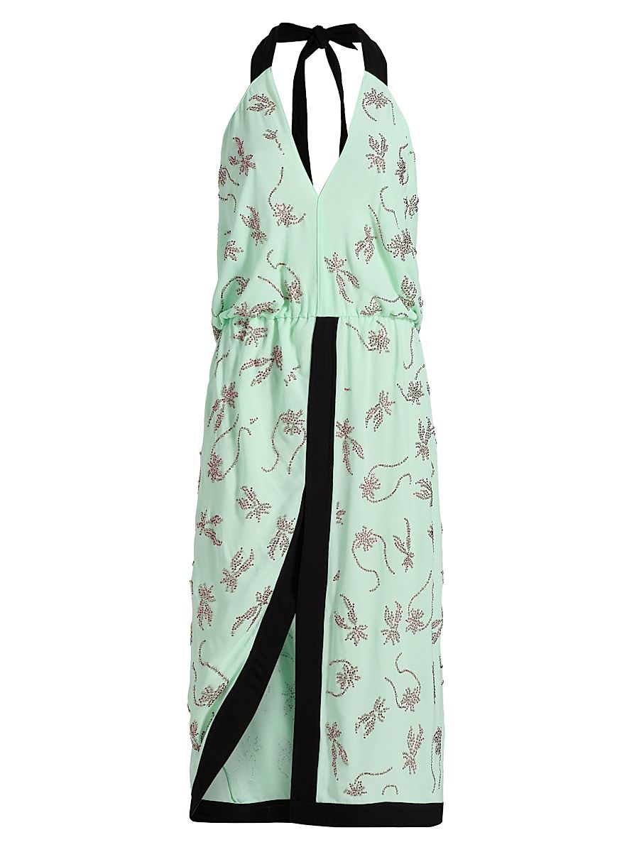 Women's Vana Halterneck Midi-Dress - Eau De Nil Indian Rose - Size 10