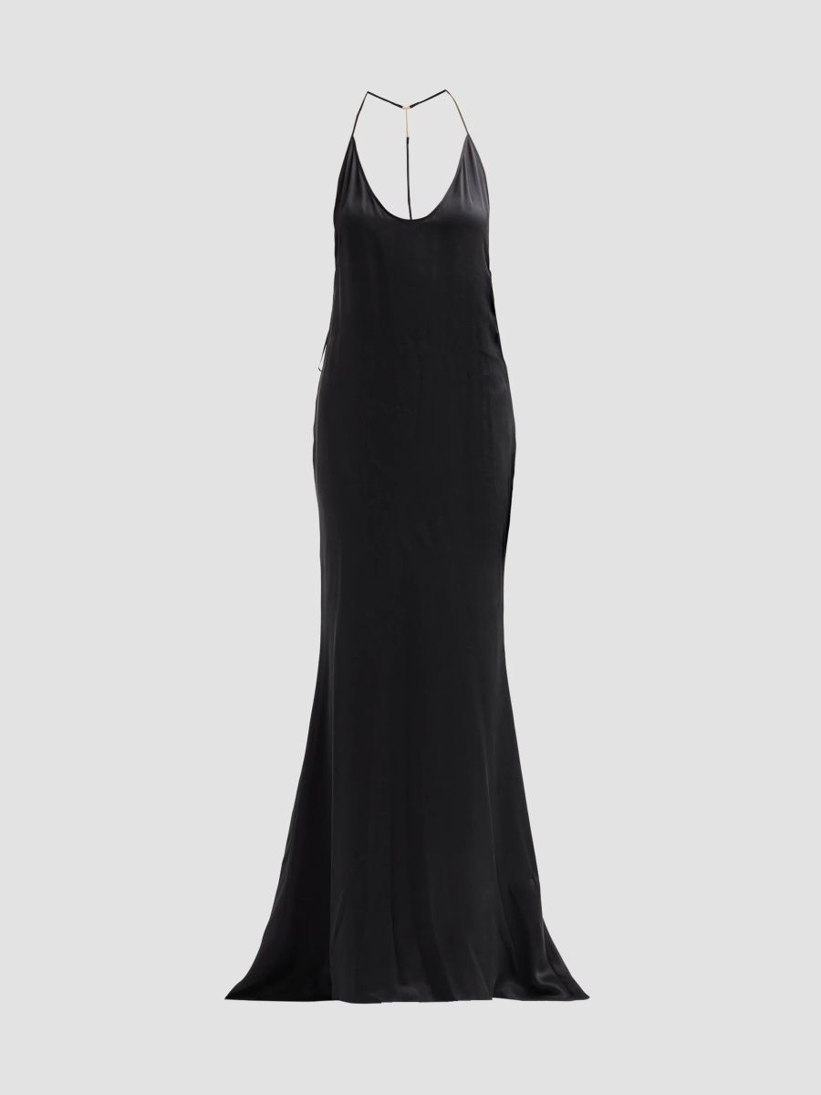 TOM FORD Women's Satin Silk Halterneck Gown - Black - Size 0
