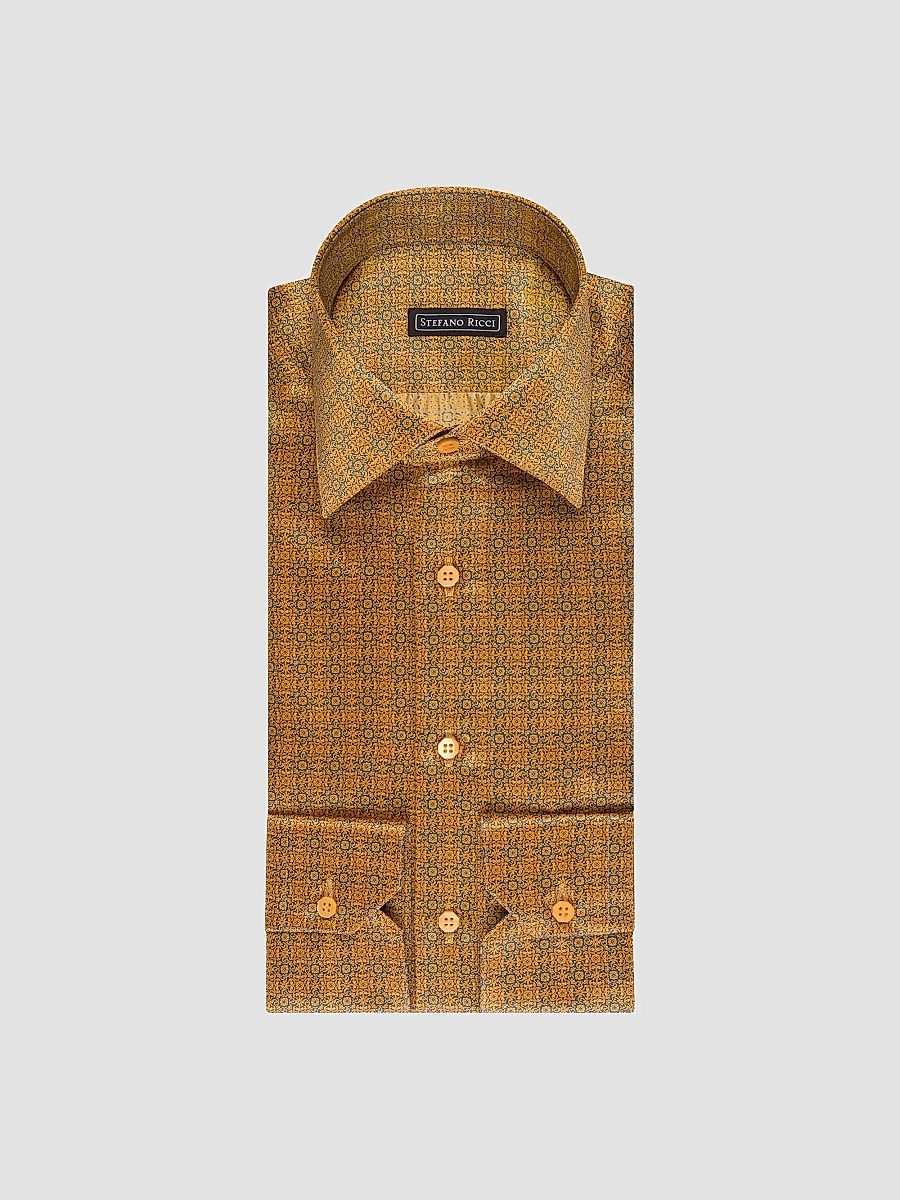 Stefano Ricci Men's Handmade Silk Dress Shirt - Brown - Size 17