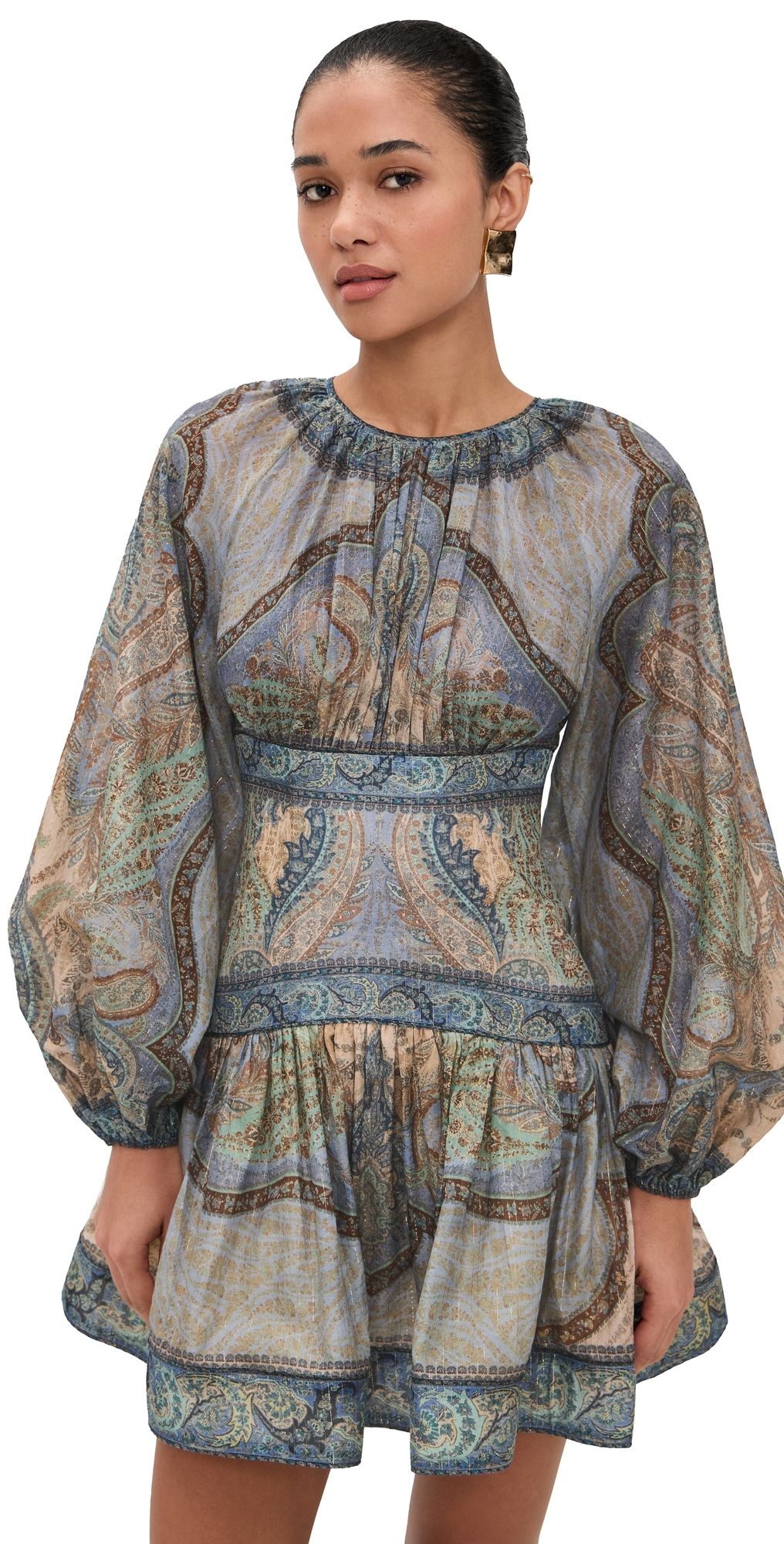 Zimmermann Wanderlust Mini Dress Tapestry Blue Multi 0P