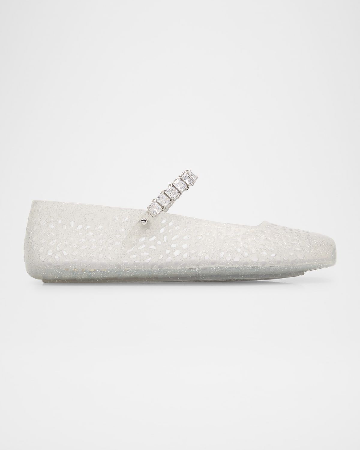 The Jelly Glitter Crystal-Strap Ballerina Flats