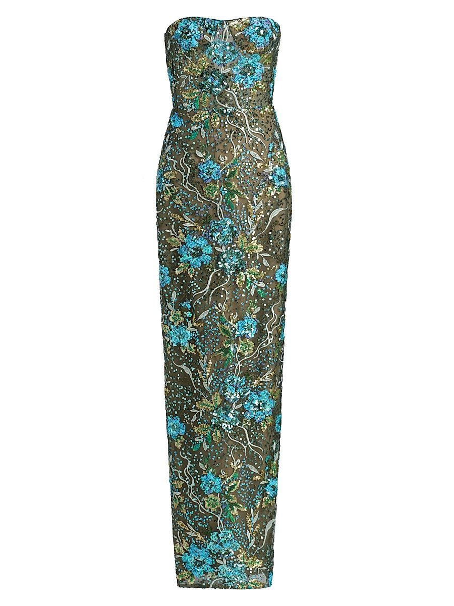 Women's Dahlia Sequin Sheath Maxi Dress - Teal Multi - Size XL