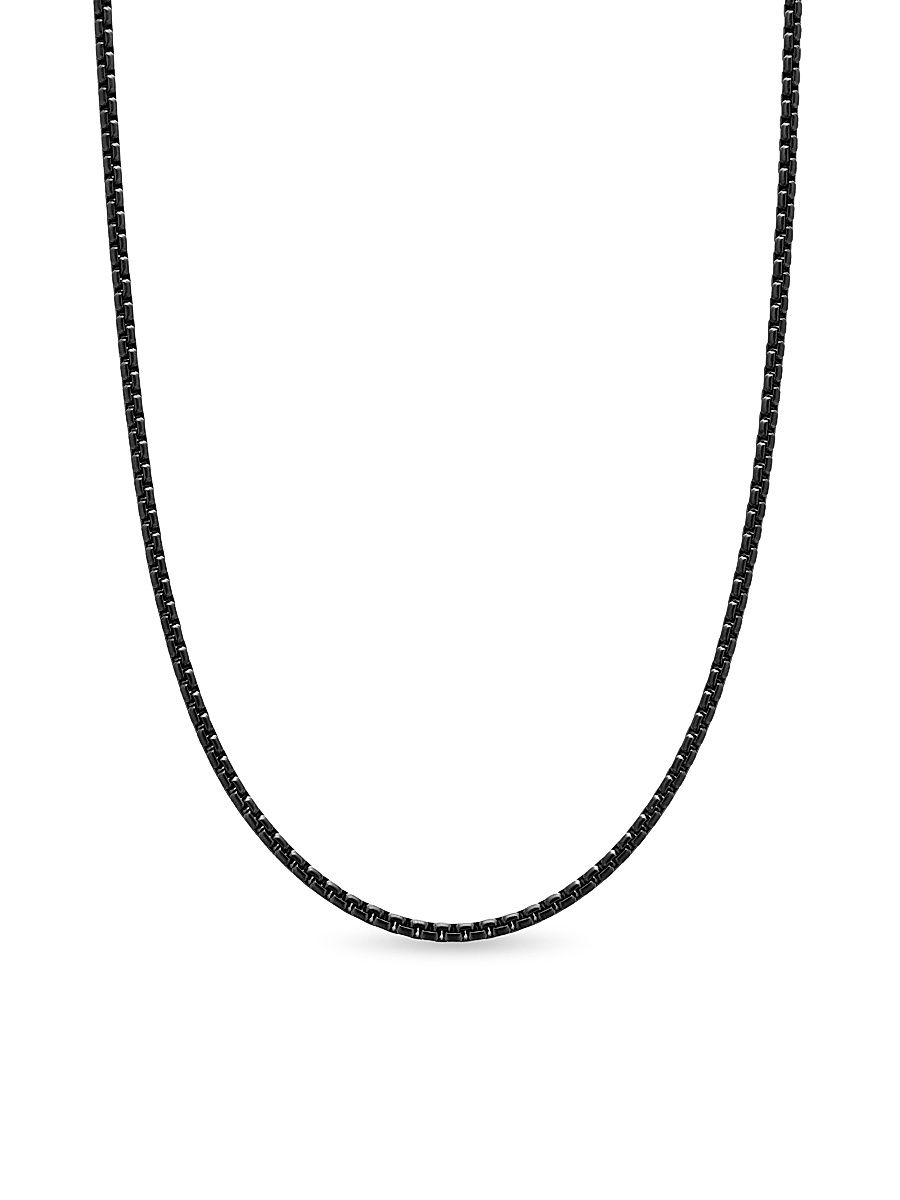 Men's Box Chain Necklace in Stainless Steel, 2.7MM - Dark Silver - Size 18