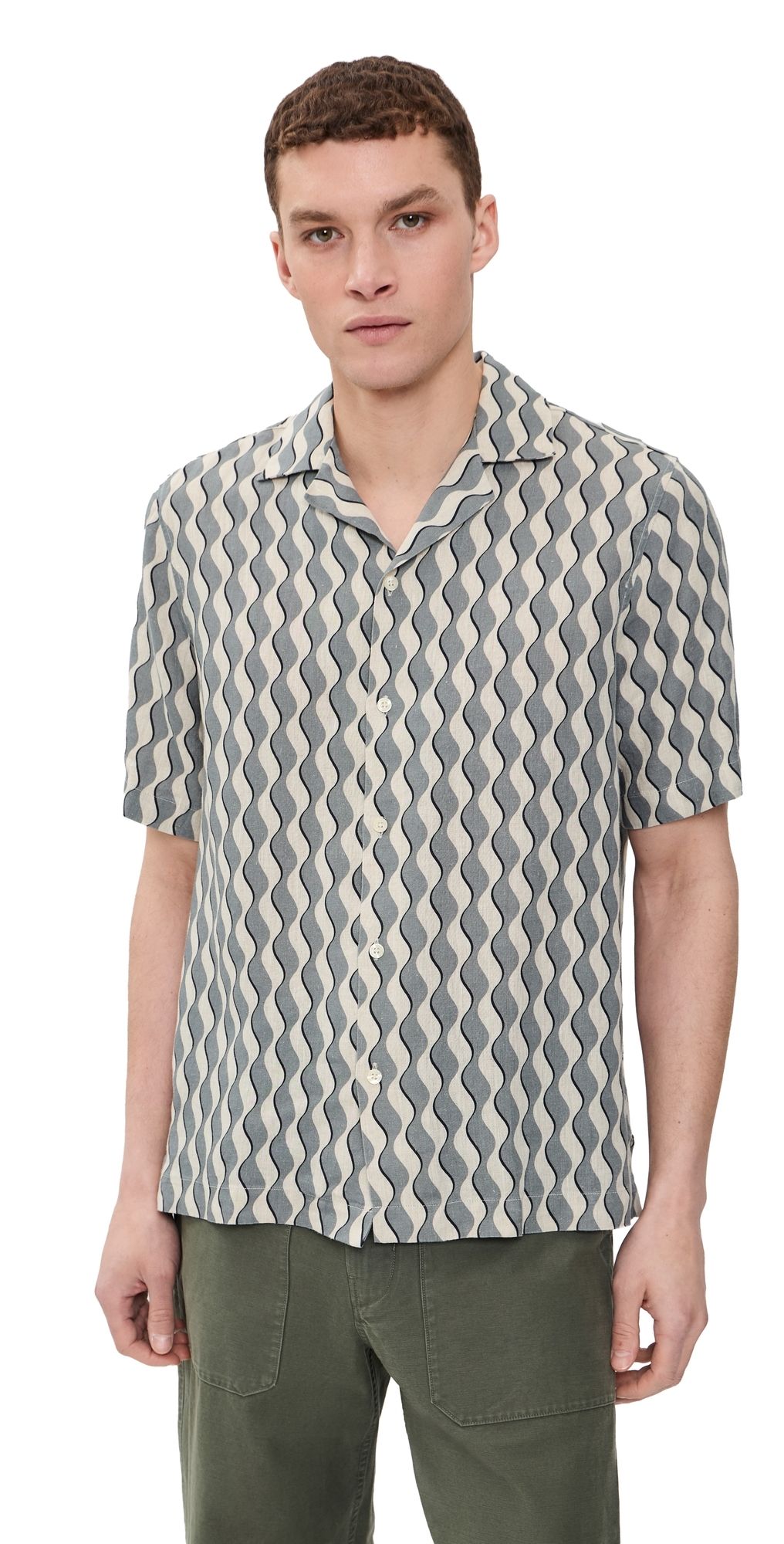 Frescobol Carioca Roberto Linen Shirt Coastal Blue S