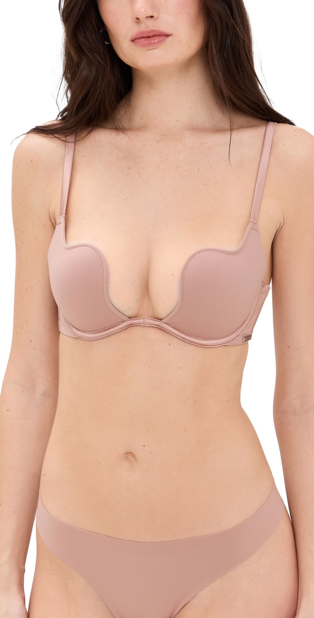 Fleur du Mal Le Stretch Micro U-Plunge Bra Tan 34A