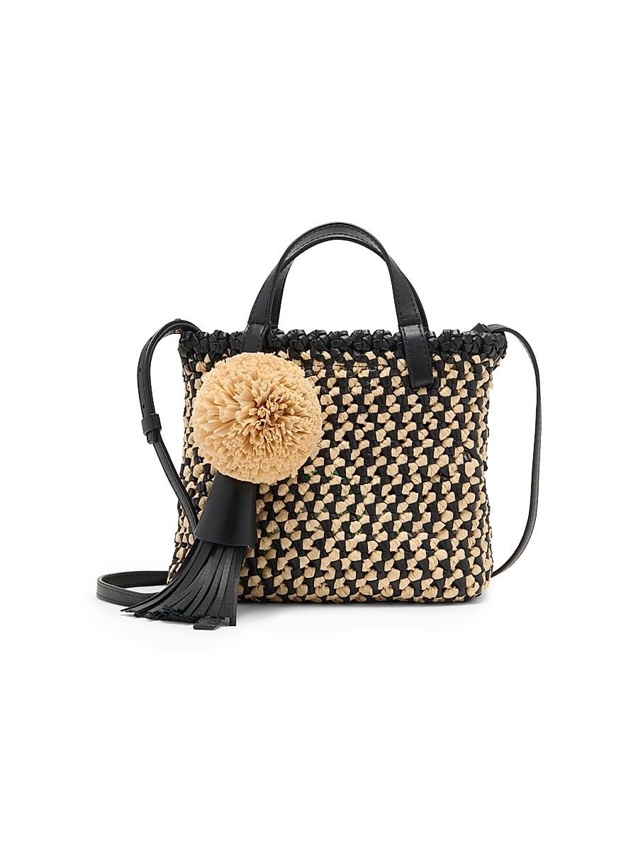 Women's Mini Raffia Crossbody Bag - Noir Natural
