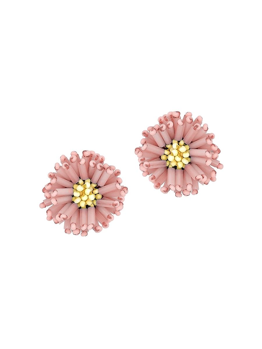 Women's Pompom 24K-Gold-Plated & Glass Bead Stud Earrings - Lily