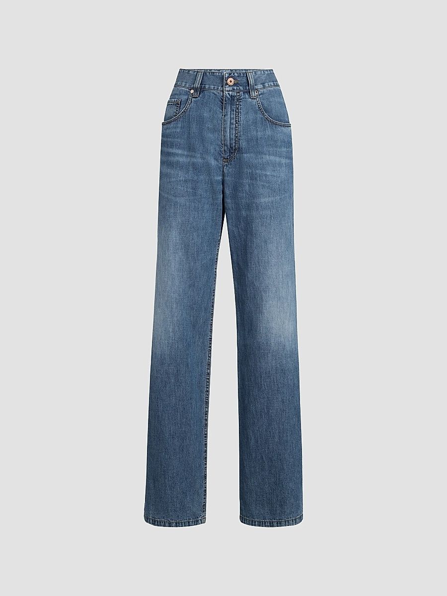 Women's Lightweight Denim Contemporary Loose Trousers - Denim - Size 18