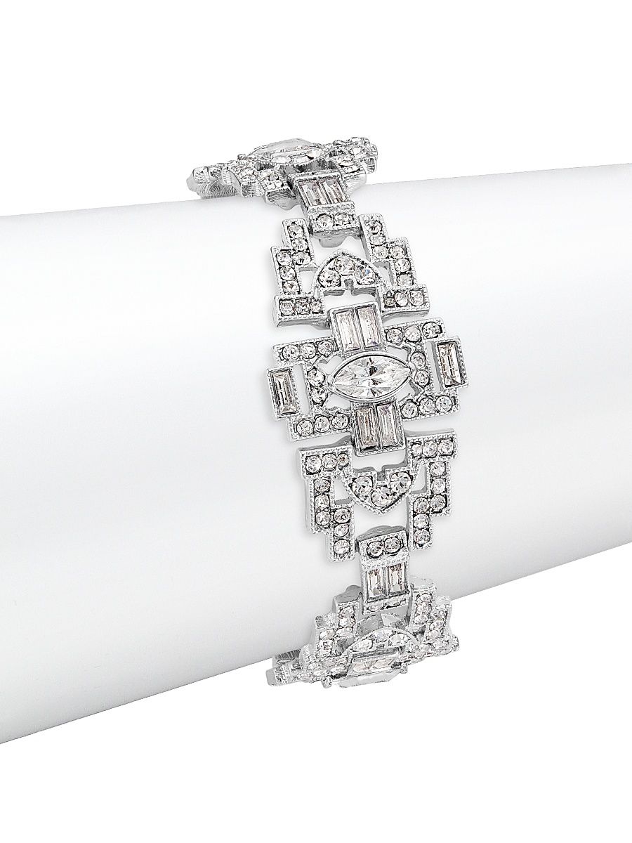 Women's Rhodium-Plated & Glass Crystal Art Deco Bracelet - Crystal Silver
