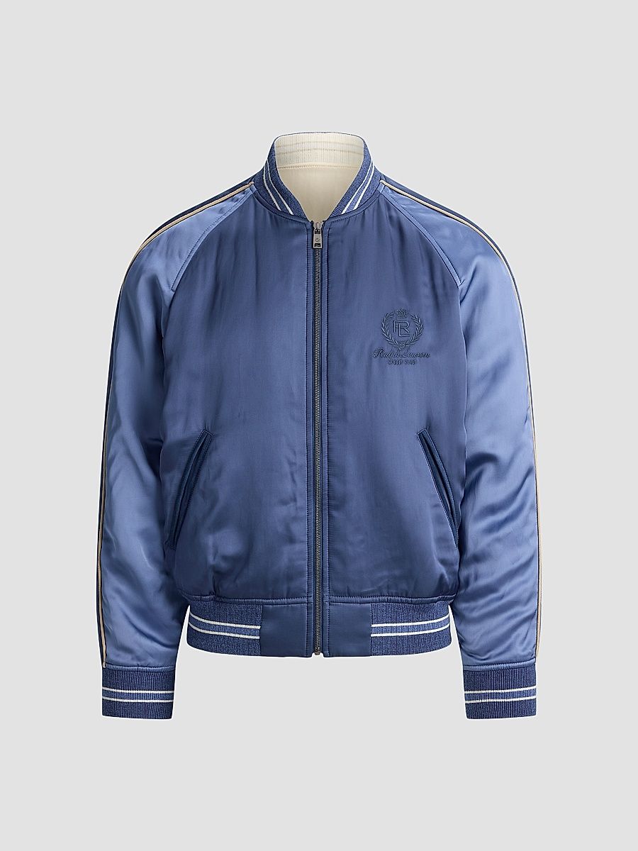 Men's Damon Reversible Satin Bomber Jacket - Blue Horizon Limestone - Size XXL