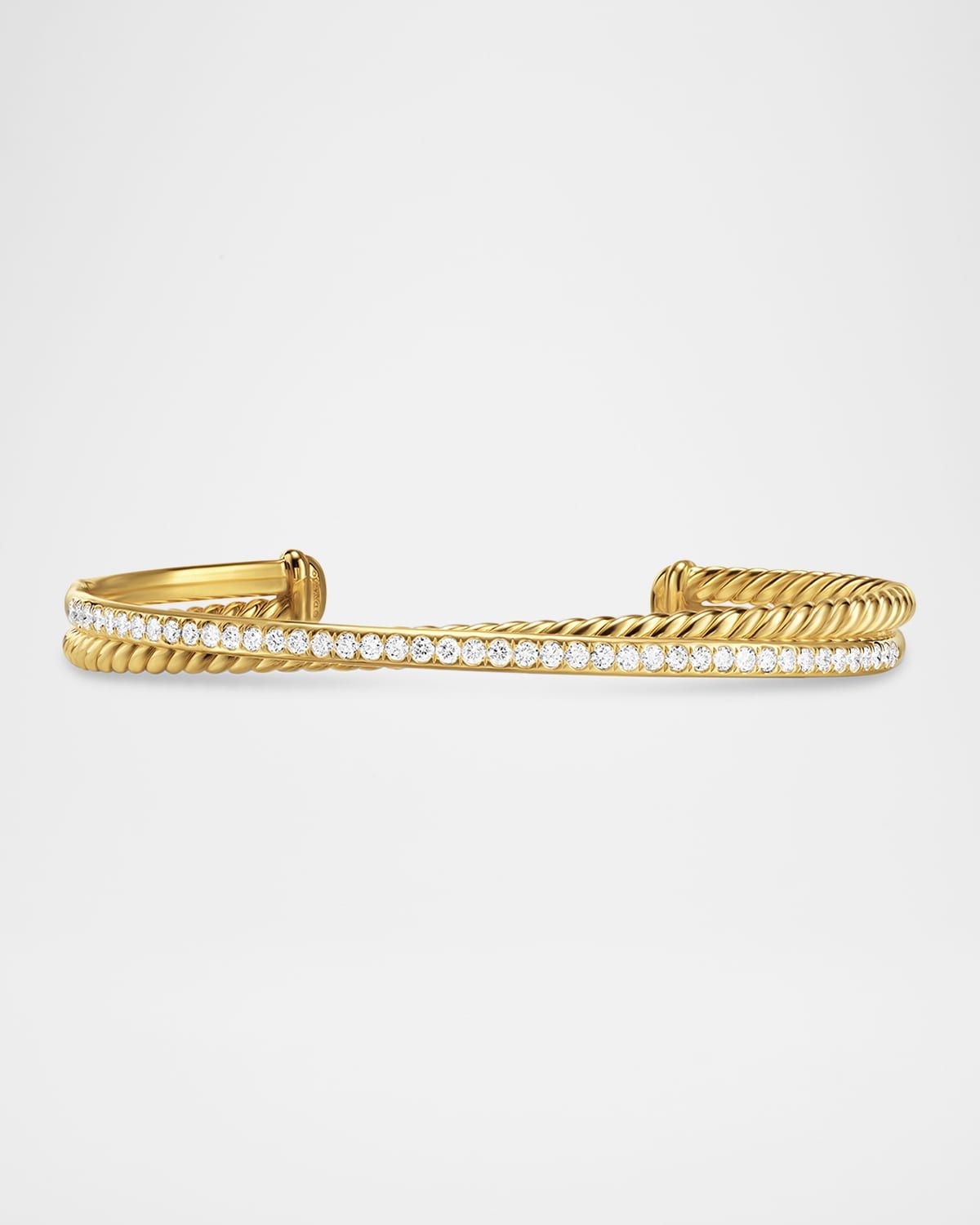 Crossover 2 Row Bracelet with Diamonds in 18K Gold