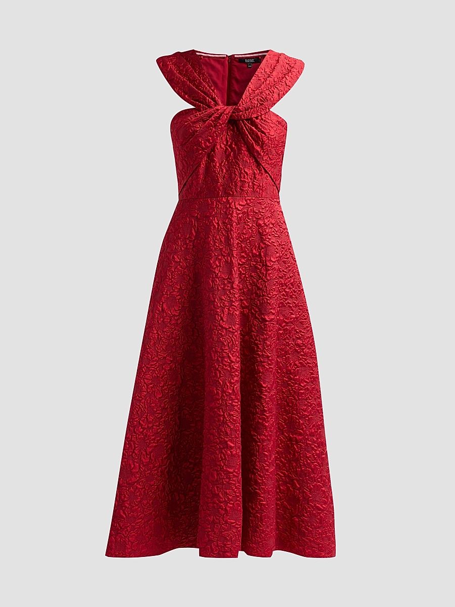 Women's Textured Twist Off-the-Shoulder Cocktail Dress - Red - Size 16