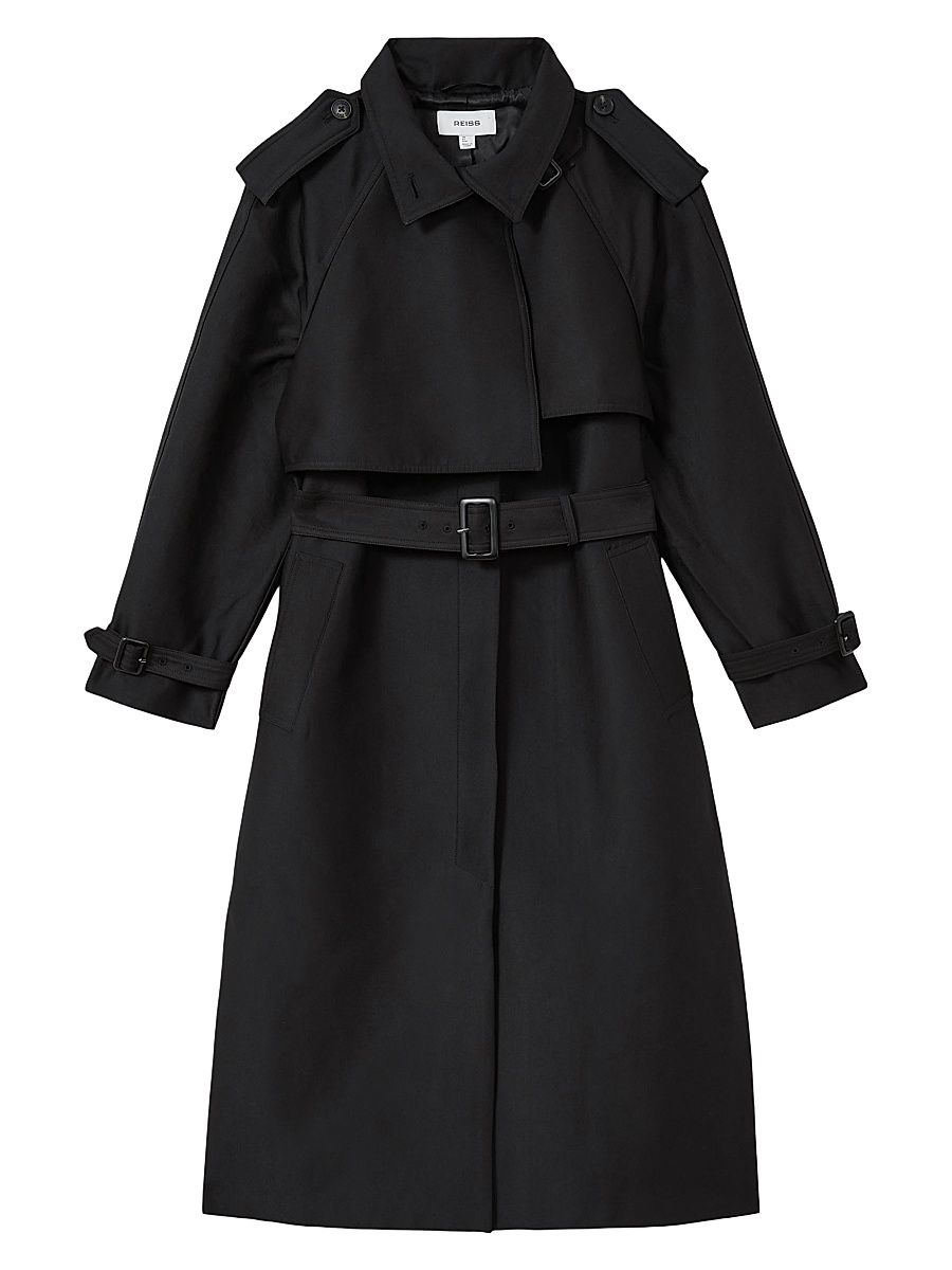 Women's August Belted Trench Coat - Black - Size 8